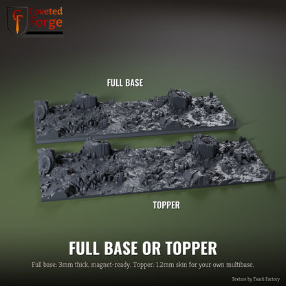 Forest 125 x 50mm multibase as a full base and as a base topper, side by side