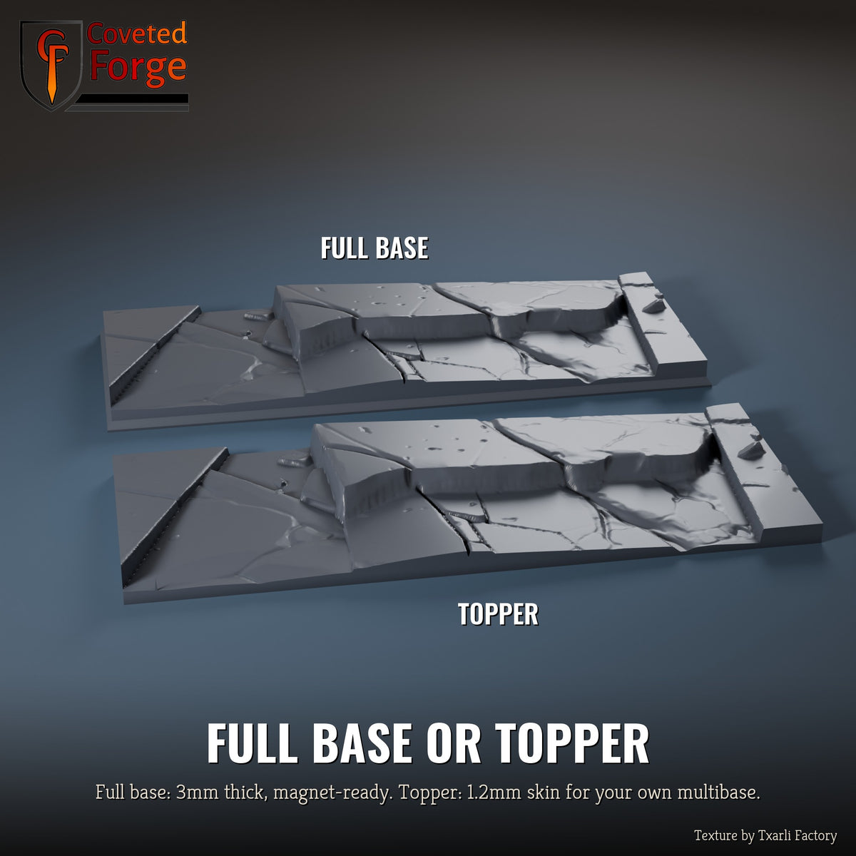 Frozen Landscape 125 x 50mm multibase as a full base and as a base topper, side by side