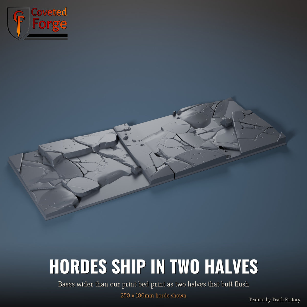 Frozen Landscape 250 x 100mm horde multibase printed as two halves that butt flush