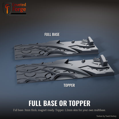 Magic Temples 125 x 50mm multibase as a full base and as a base topper, side by side