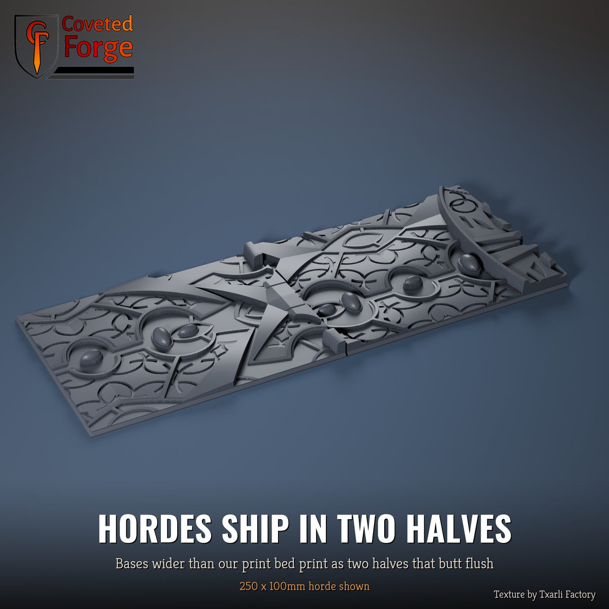 Magic Temples 250 x 100mm horde multibase printed as two halves that butt flush