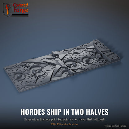 Magic Temples 250 x 100mm horde multibase printed as two halves that butt flush