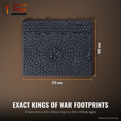 Medieval Road multibase top view with dimensions, 125 x 100mm footprint
