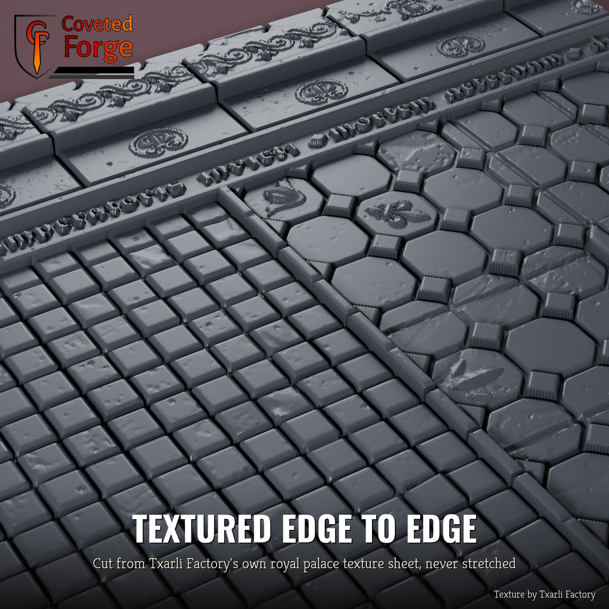 Royal Palace multibase texture close-up, 3D printed resin cut from the Txarli Factory royal palace texture