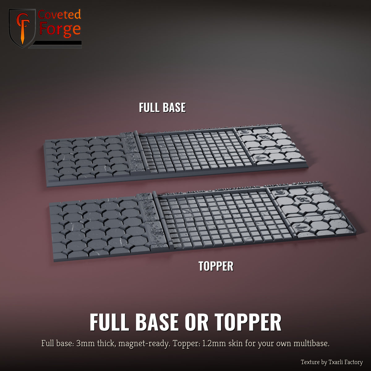 Royal Palace 125 x 50mm multibase as a full base and as a base topper, side by side