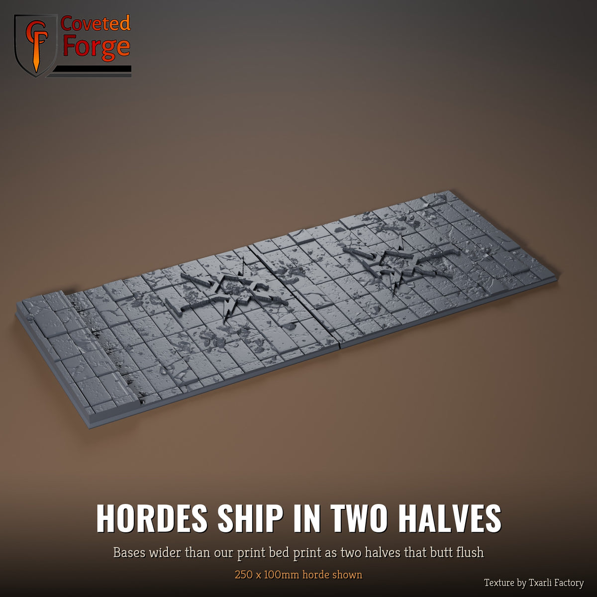 Ruined Palace 250 x 100mm horde multibase printed as two halves that butt flush