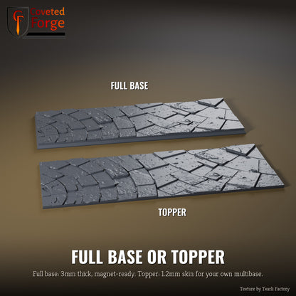 Sacred Temple 125 x 50mm multibase as a full base and as a base topper, side by side