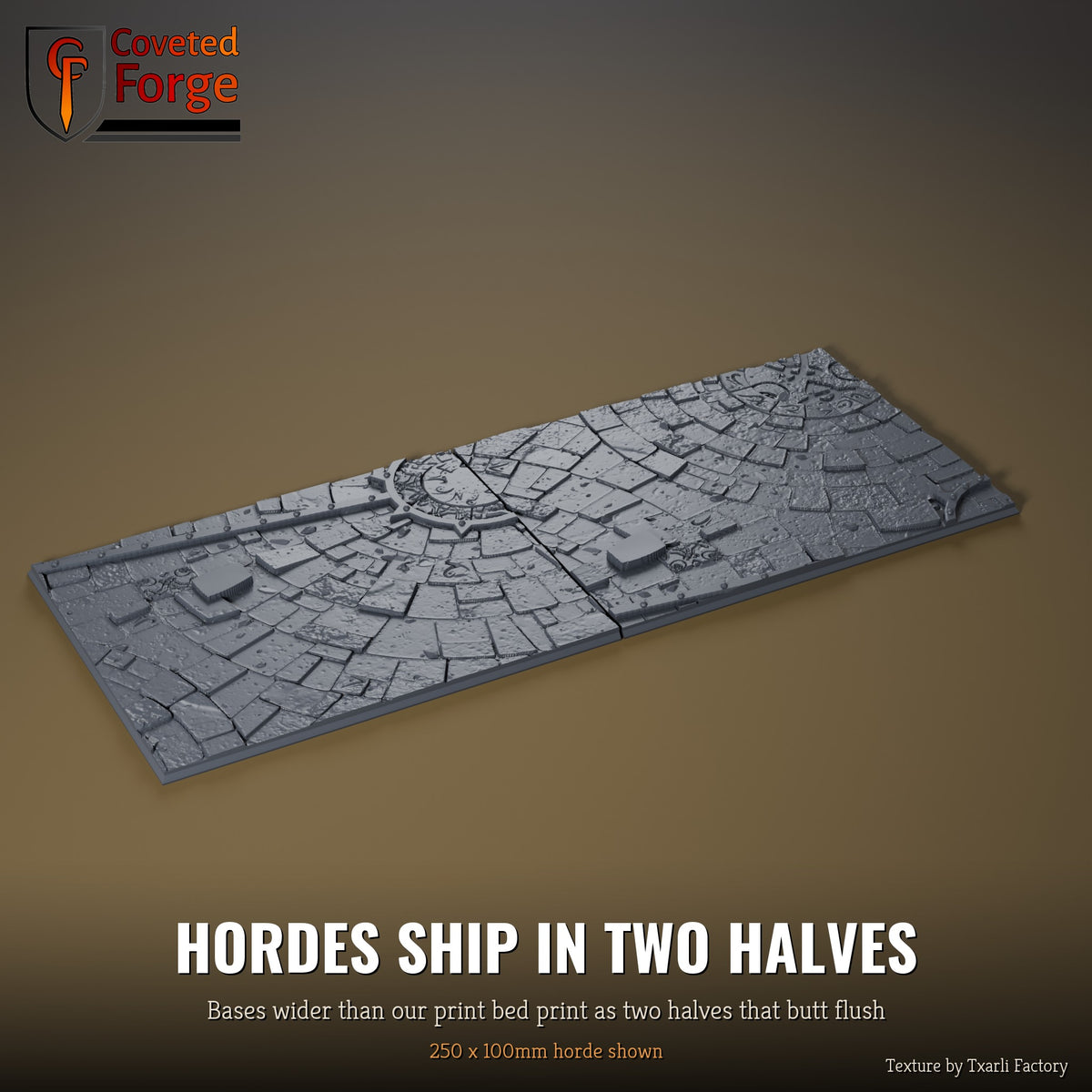 Sacred Temple 250 x 100mm horde multibase printed as two halves that butt flush