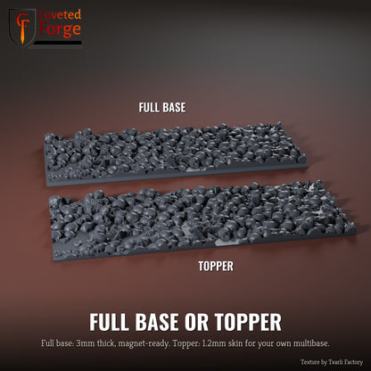 Skull 125 x 50mm multibase as a full base and as a base topper, side by side