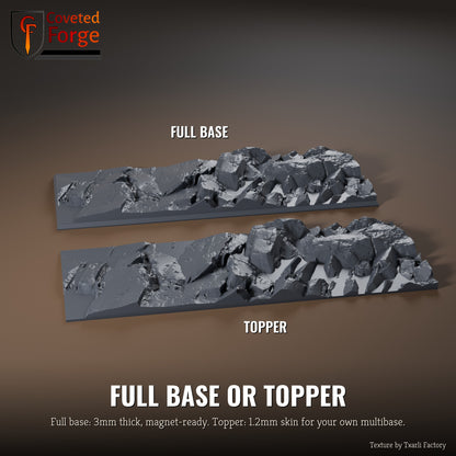 Stony 125 x 50mm multibase as a full base and as a base topper, side by side