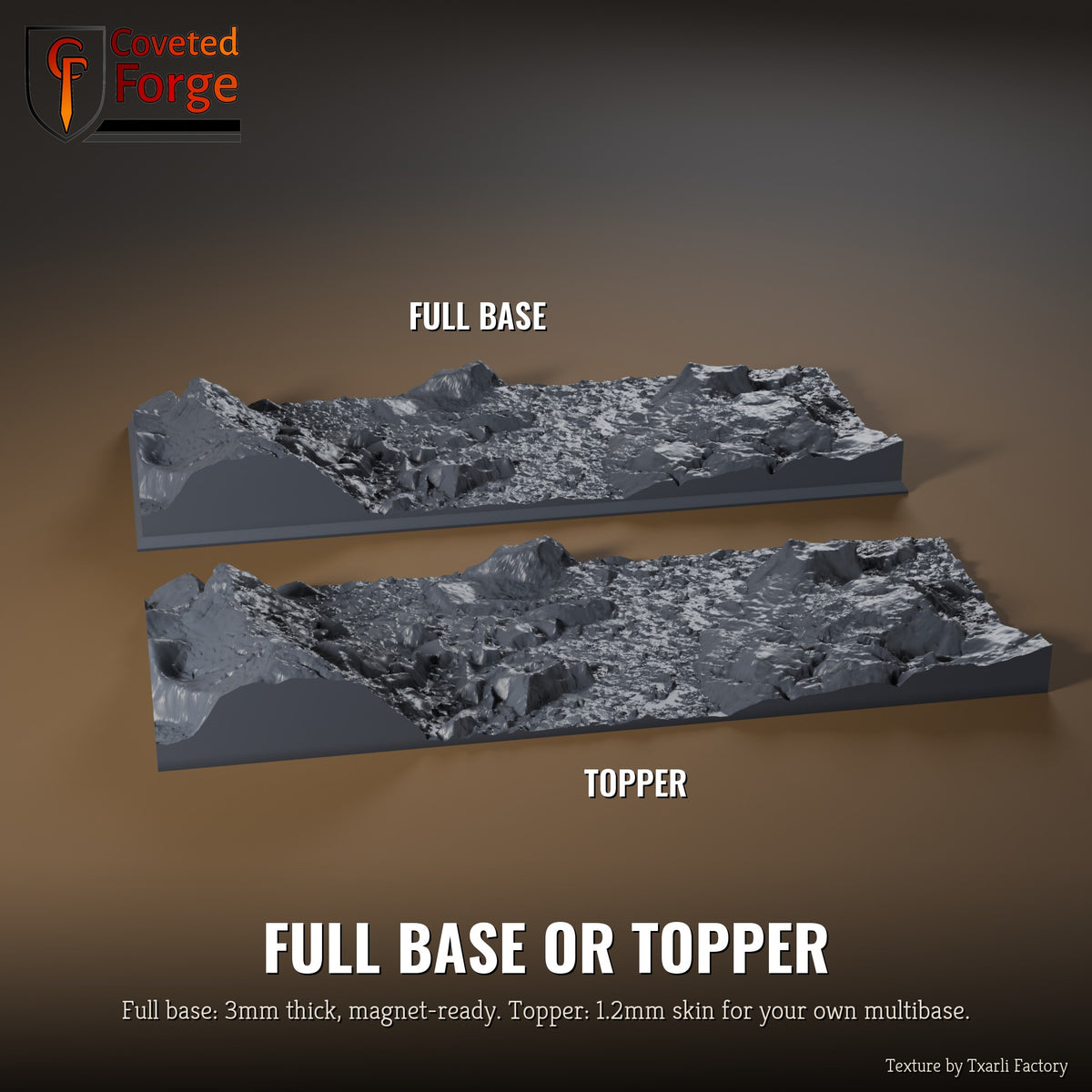 Stony Desert 125 x 50mm multibase as a full base and as a base topper, side by side