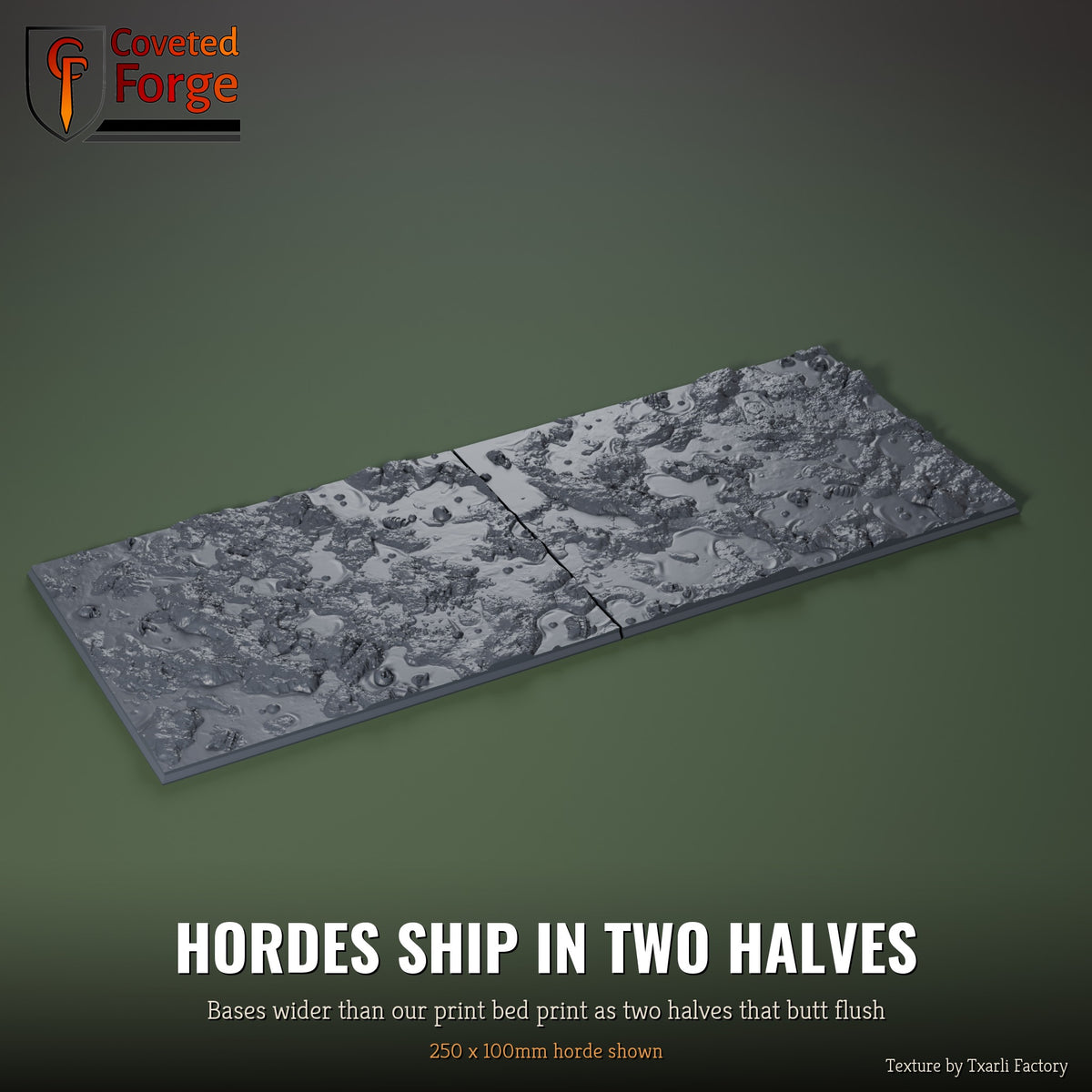 Swamp 250 x 100mm horde multibase printed as two halves that butt flush