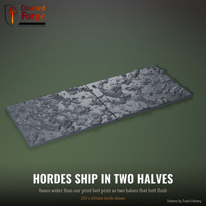 Swamp 250 x 100mm horde multibase printed as two halves that butt flush