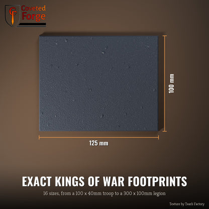 Fine Textured multibase top view with dimensions, 125 x 100mm footprint