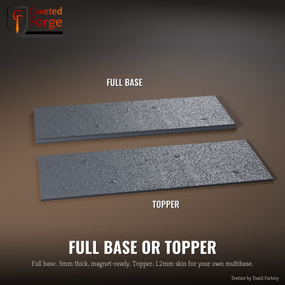 Fine Textured 125 x 50mm multibase as a full base and as a base topper, side by side