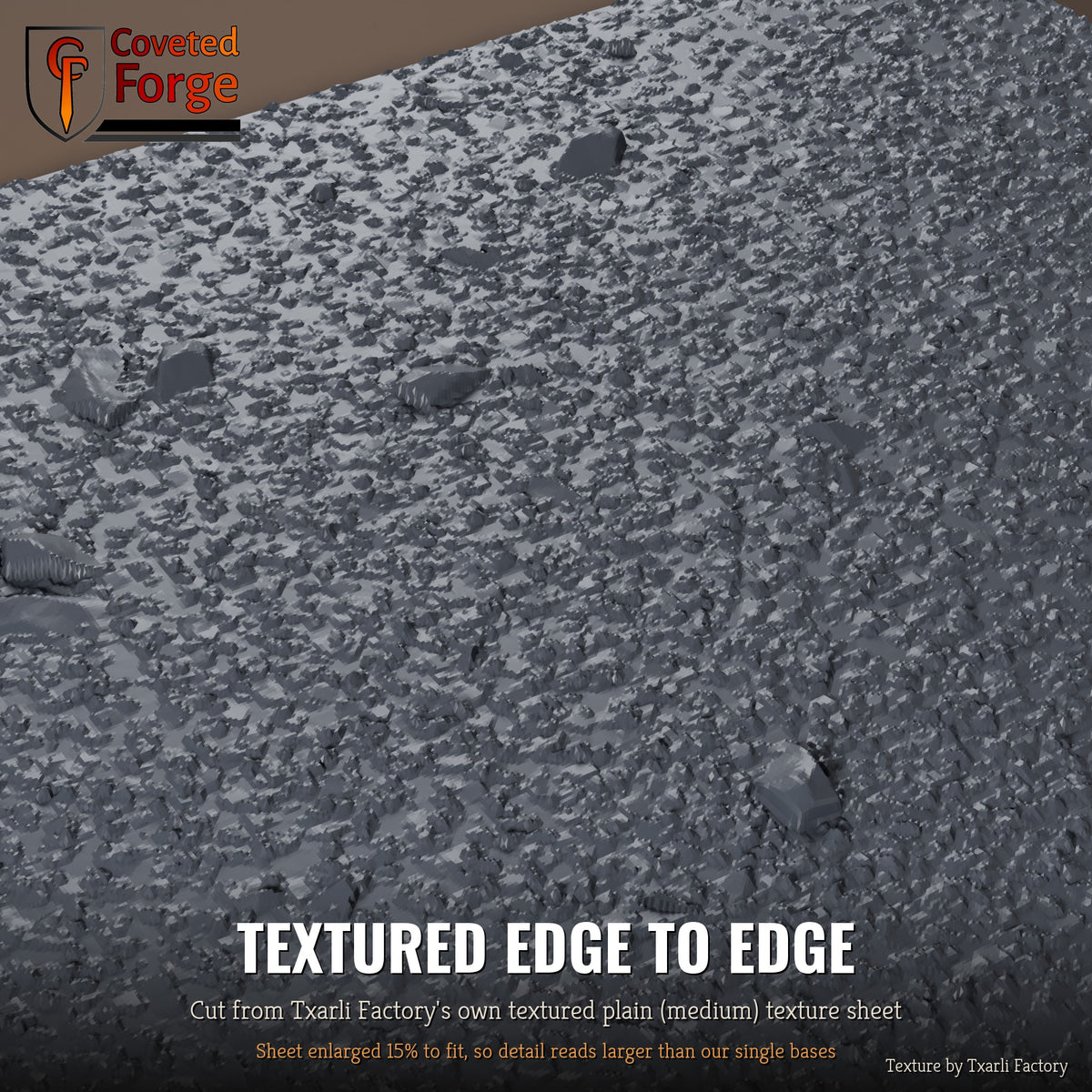 Medium Textured multibase texture close-up, 3D printed resin cut from the Txarli Factory medium textured texture