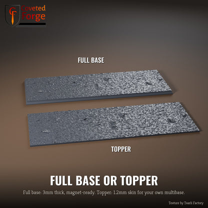 Medium Textured 125 x 50mm multibase as a full base and as a base topper, side by side