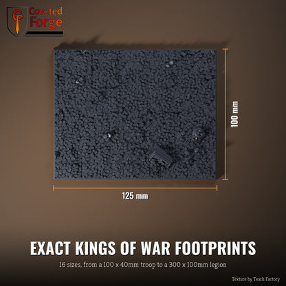 Treasure multibase top view with dimensions, 125 x 100mm footprint