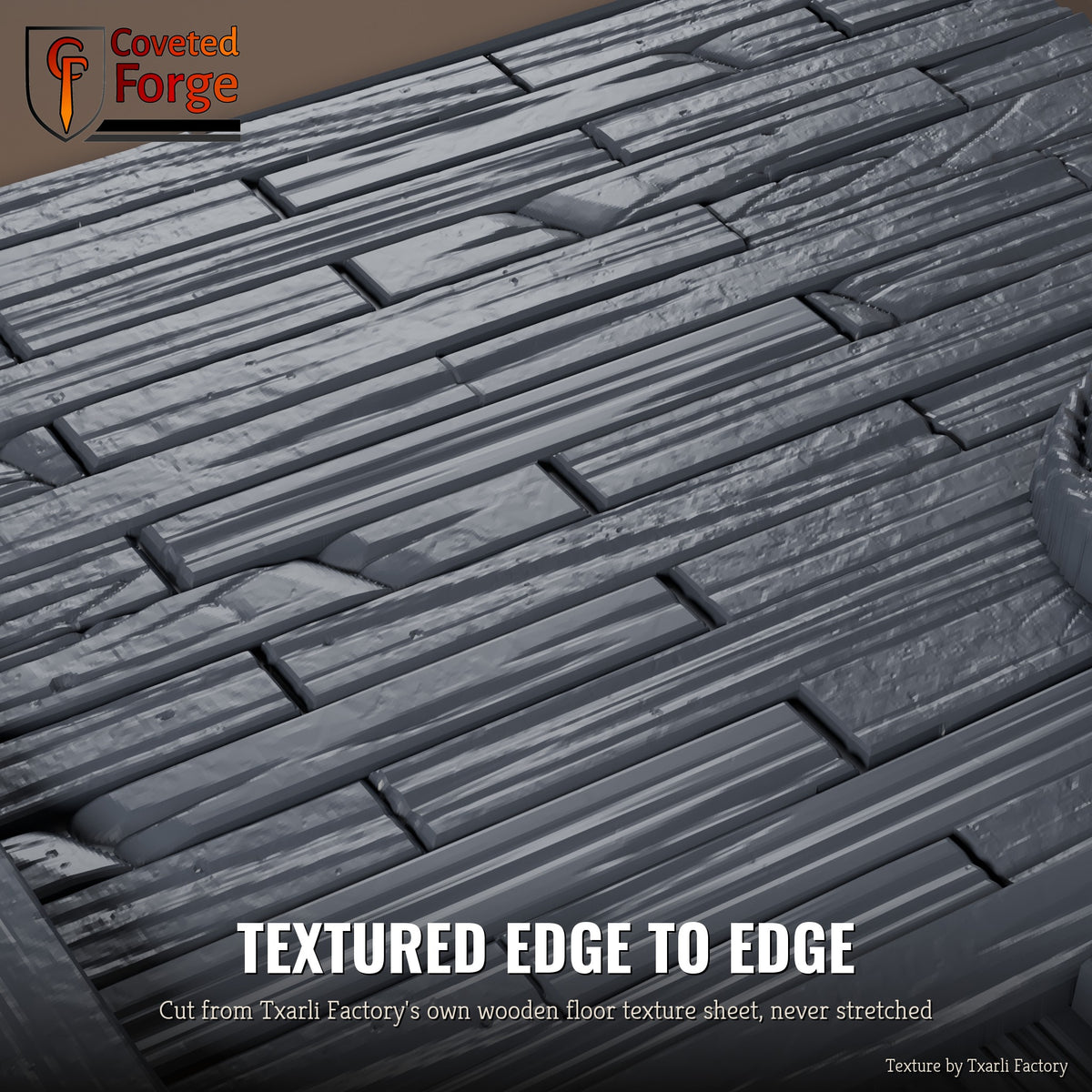 Wooden Floor multibase texture close-up, 3D printed resin cut from the Txarli Factory wooden floor texture