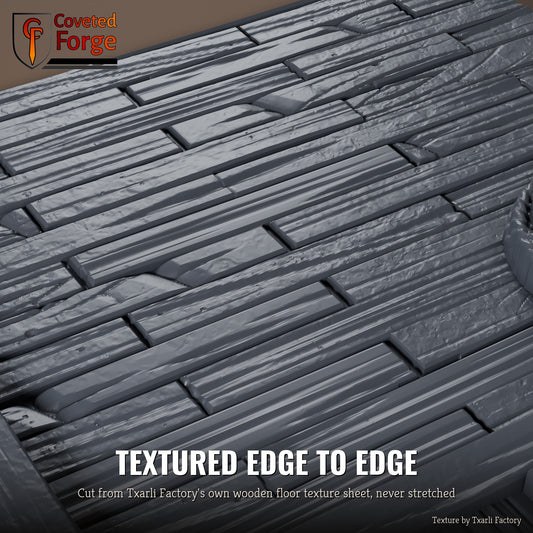 Wooden Floor multibase texture close-up, 3D printed resin cut from the Txarli Factory wooden floor texture
