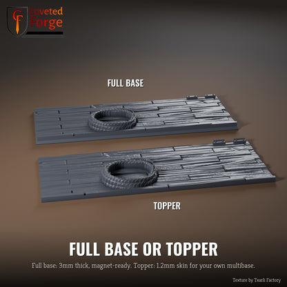 Wooden Floor 125 x 50mm multibase as a full base and as a base topper, side by side
