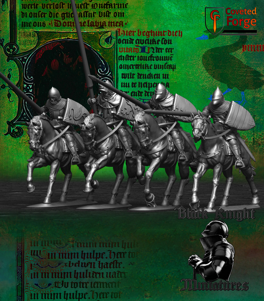 Hussite mounted lancers with heraldic shields, alternate view