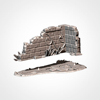 Ruin 1: wall and ground plate, exploded view (Txarli Factory render)