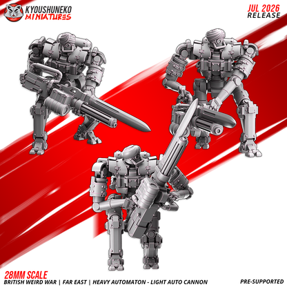 British Weird War Far East heavy automaton armed with a light auto cannon by Kyoushuneko