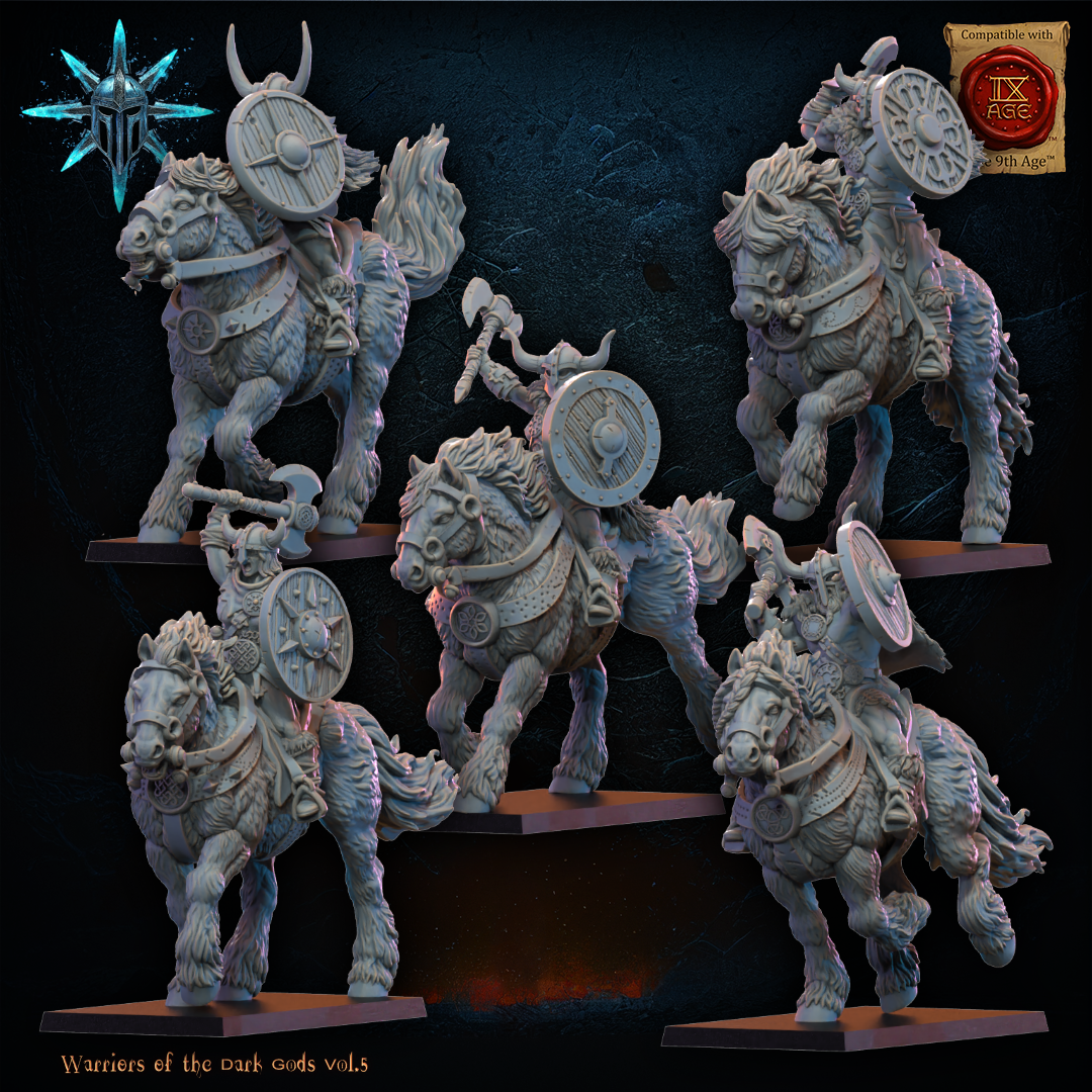 Detail of the mounted barbarian warriors with axes and spears