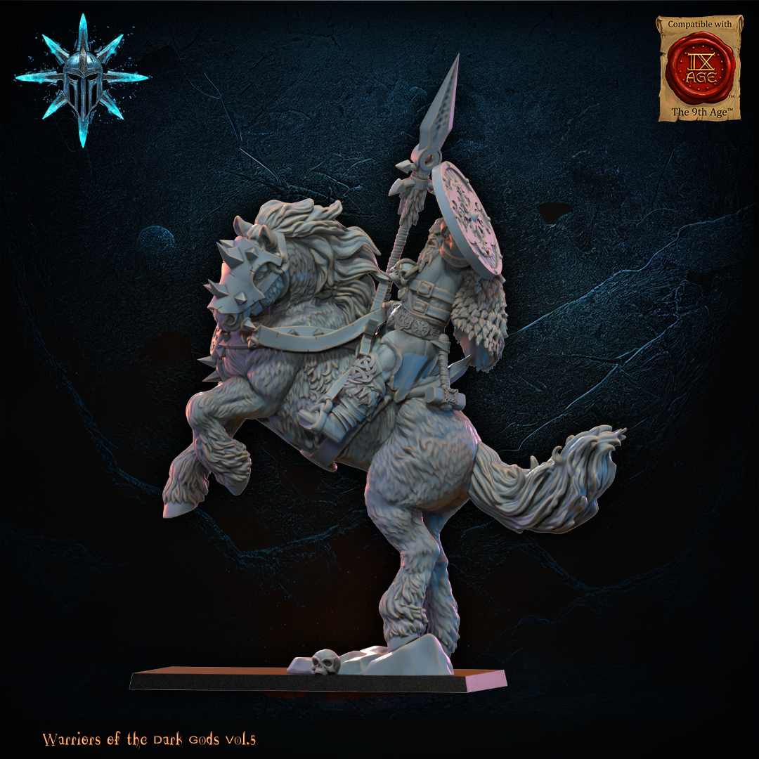 Barbarian mounted hero shown with the spear option