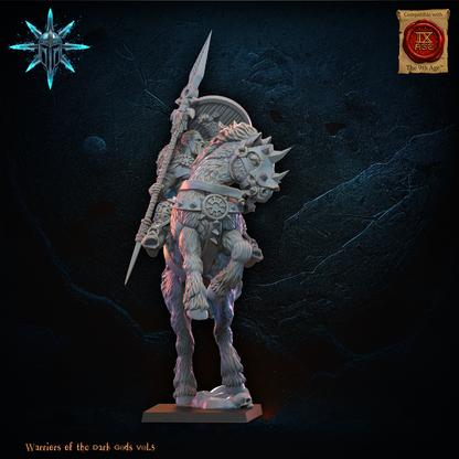 Alternate view of the barbarian mounted hero and warhorse