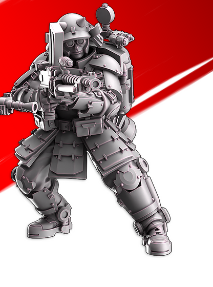 IJN Armored Assault light machine gunner advancing and firing from the hip
