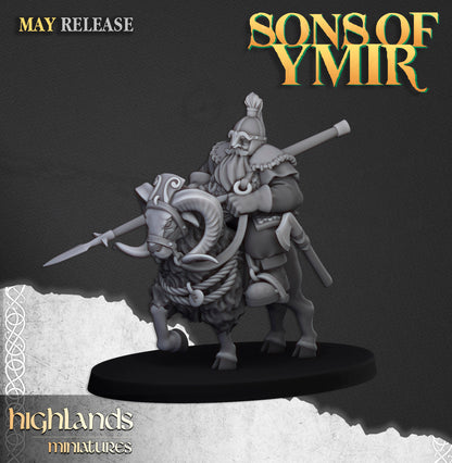 Mounted dwarf rider on war goat, pose 2