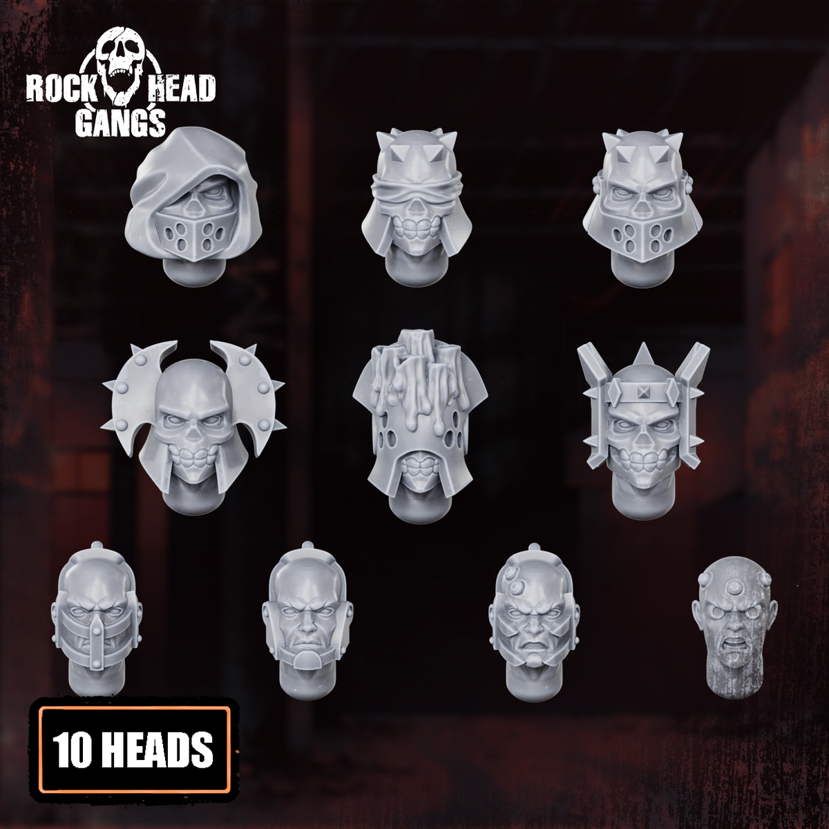 Render of The Meathook Mob Bits | 32mm Zealot Conversion Kit: modular resin gang bodies, heads, and legs shown as build-kit parts.
