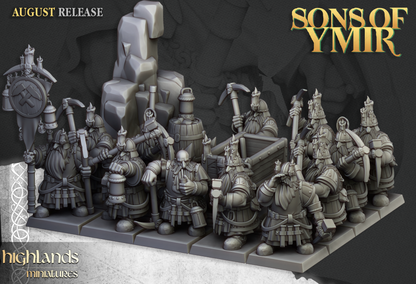 Dwarf Miners regiment with picks and blasting charges