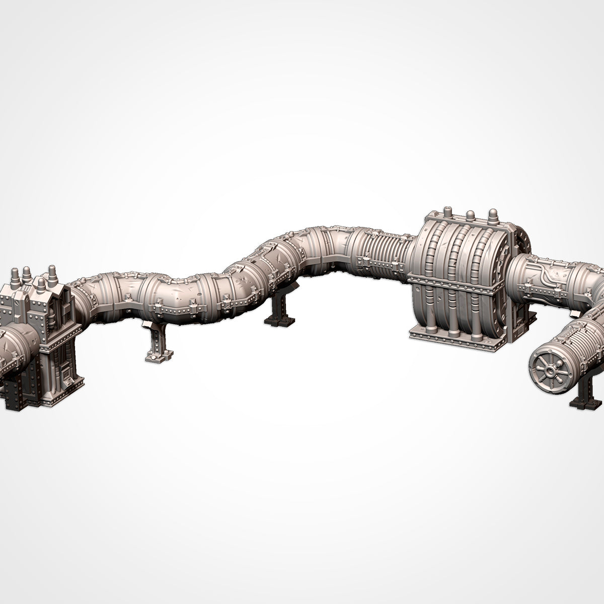 Modular Pipes elevated run between two generators (Txarli Factory render)