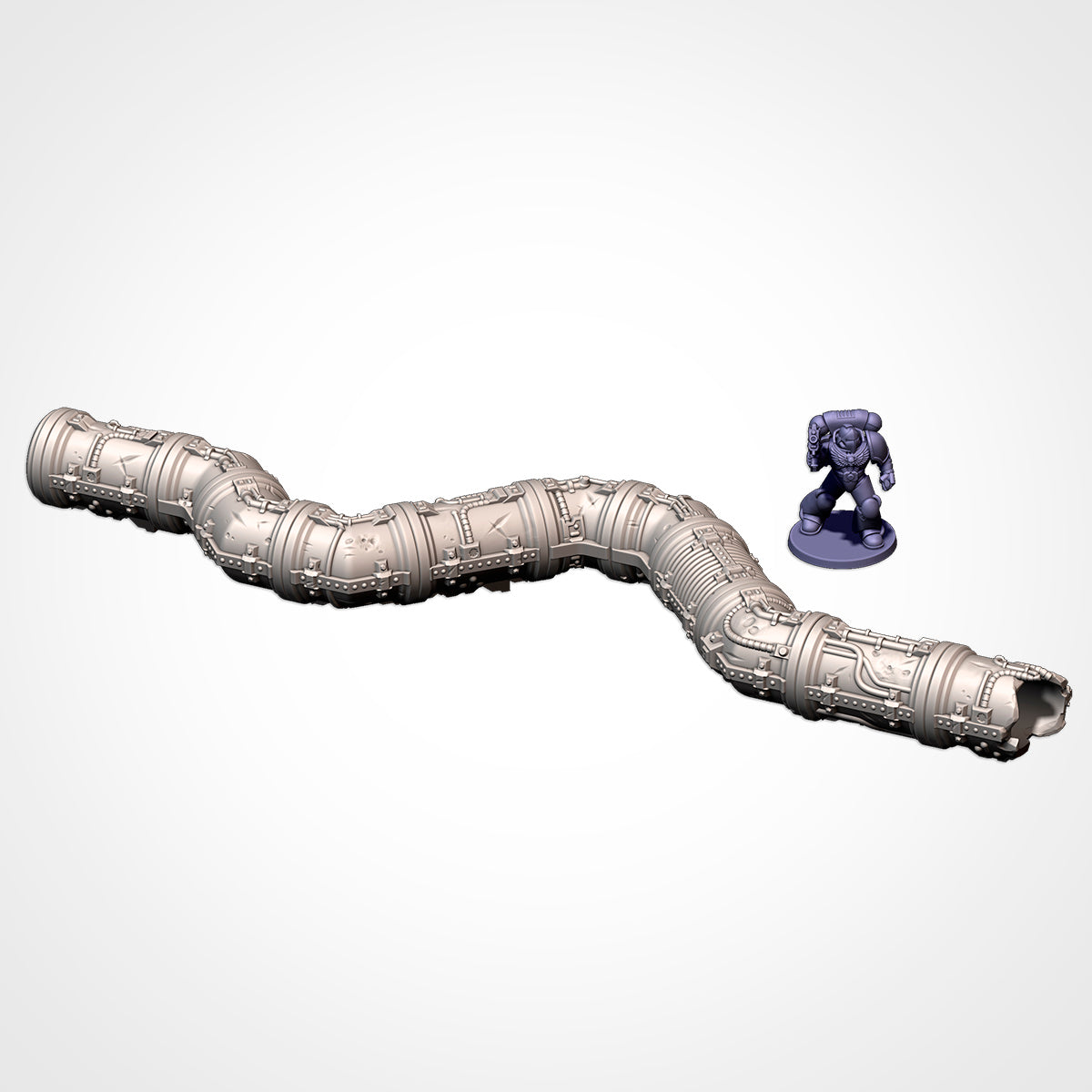 Modular Pipes broken pipe run beside a 32mm figure (Txarli Factory render)