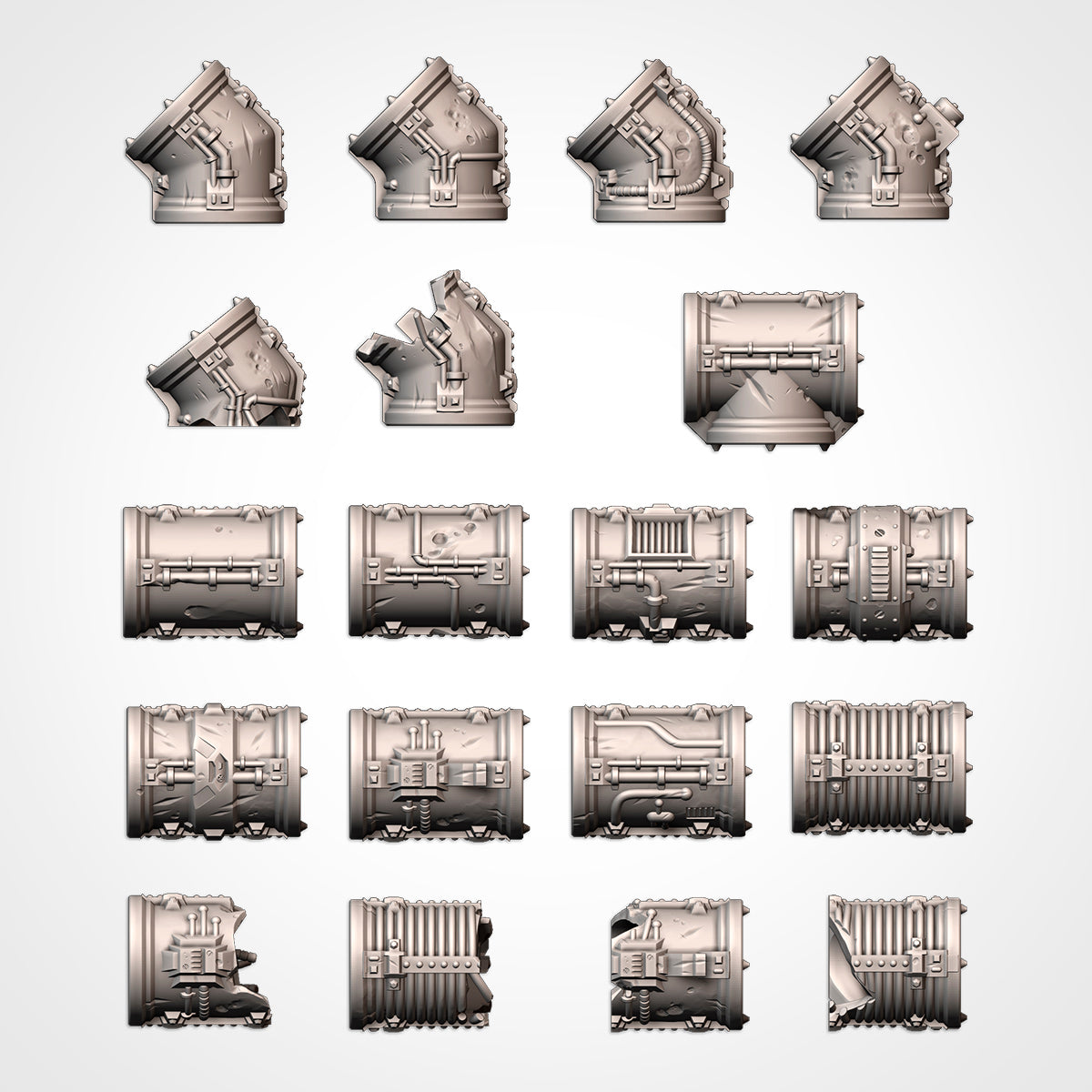 Modular Pipes elbows, broken elbows and pipe sections (Txarli Factory render)