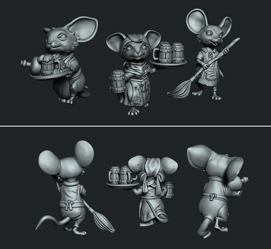 Mousefolk Tavern Workers | Ronin Arts Workshop