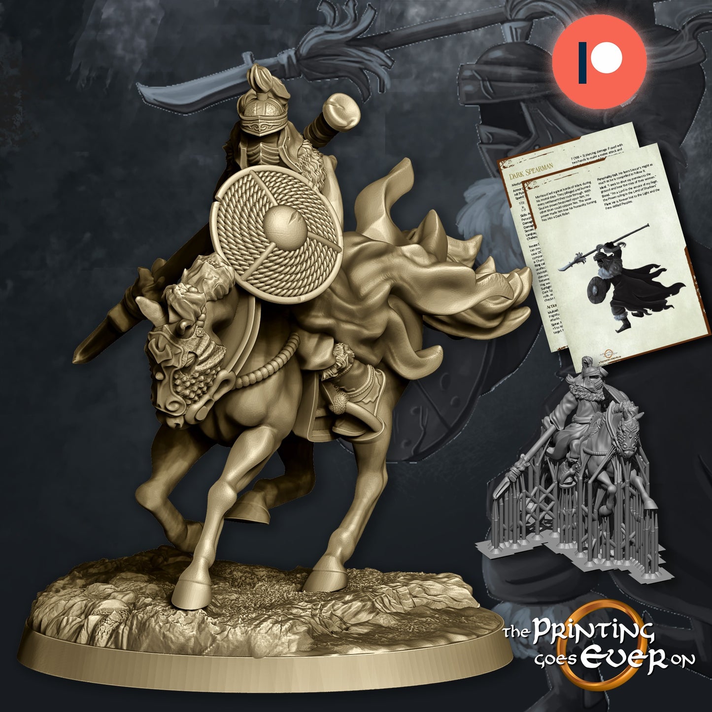 Dark Spearman – On Foot and Mounted | Waylay at Fehntop | MESBG | The Printing Goes Ever On