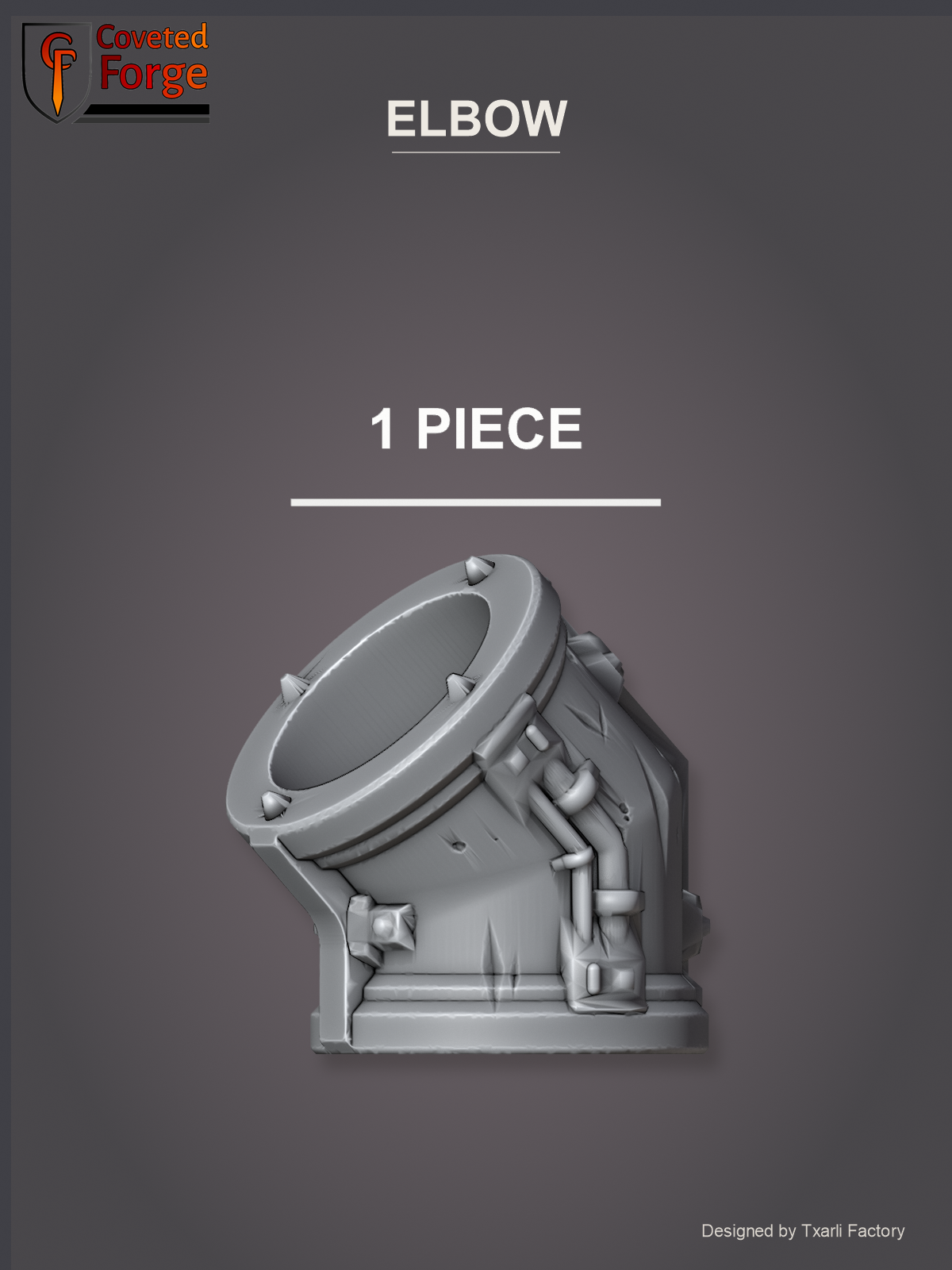 Elbow, 1 piece, 45 degree (Coveted Forge render)