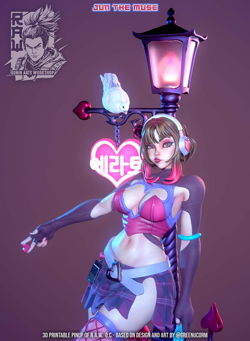 Jun the Muse, painted mid-shot detail of the anime idol pin-up figure by Ronin Arts Workshop / GreenUCorm.