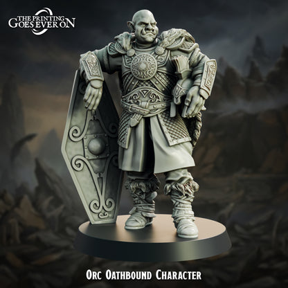 Orc Oathbound Lord - heavily armored orc commander with tower shield