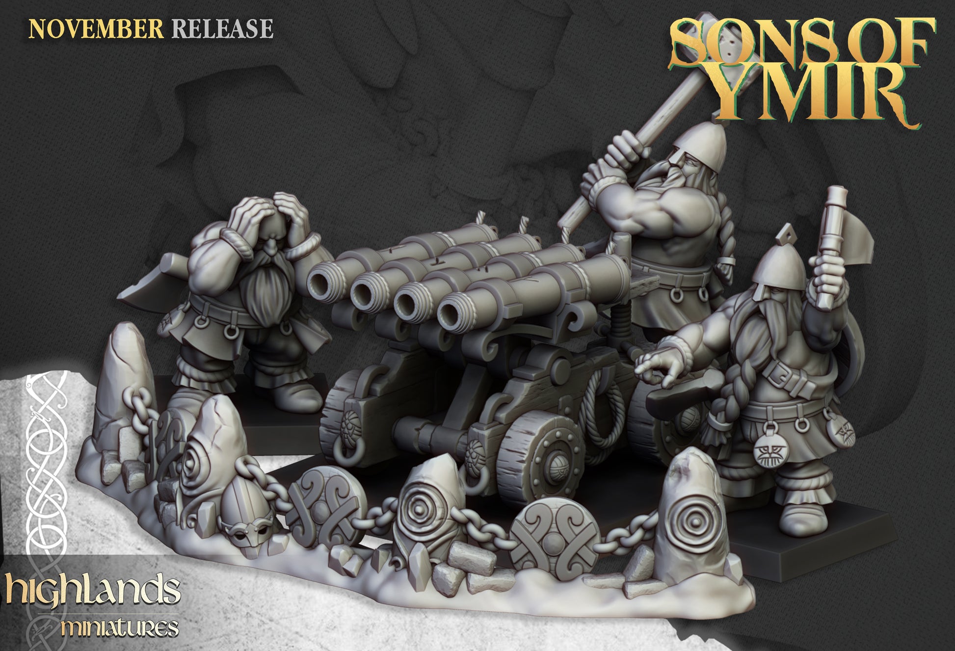 Dwarf Organ Gun with crew and barricade