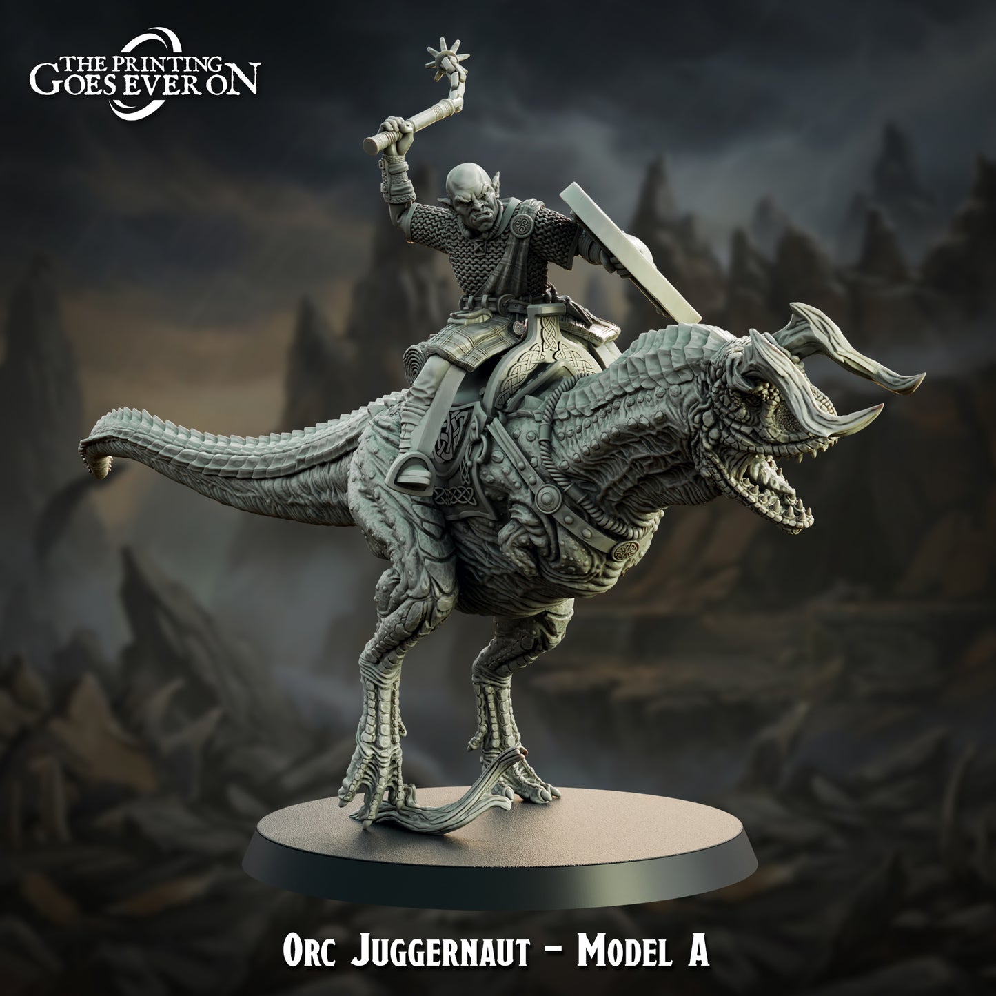 Orc Juggernaut rider pose A on raptor mount