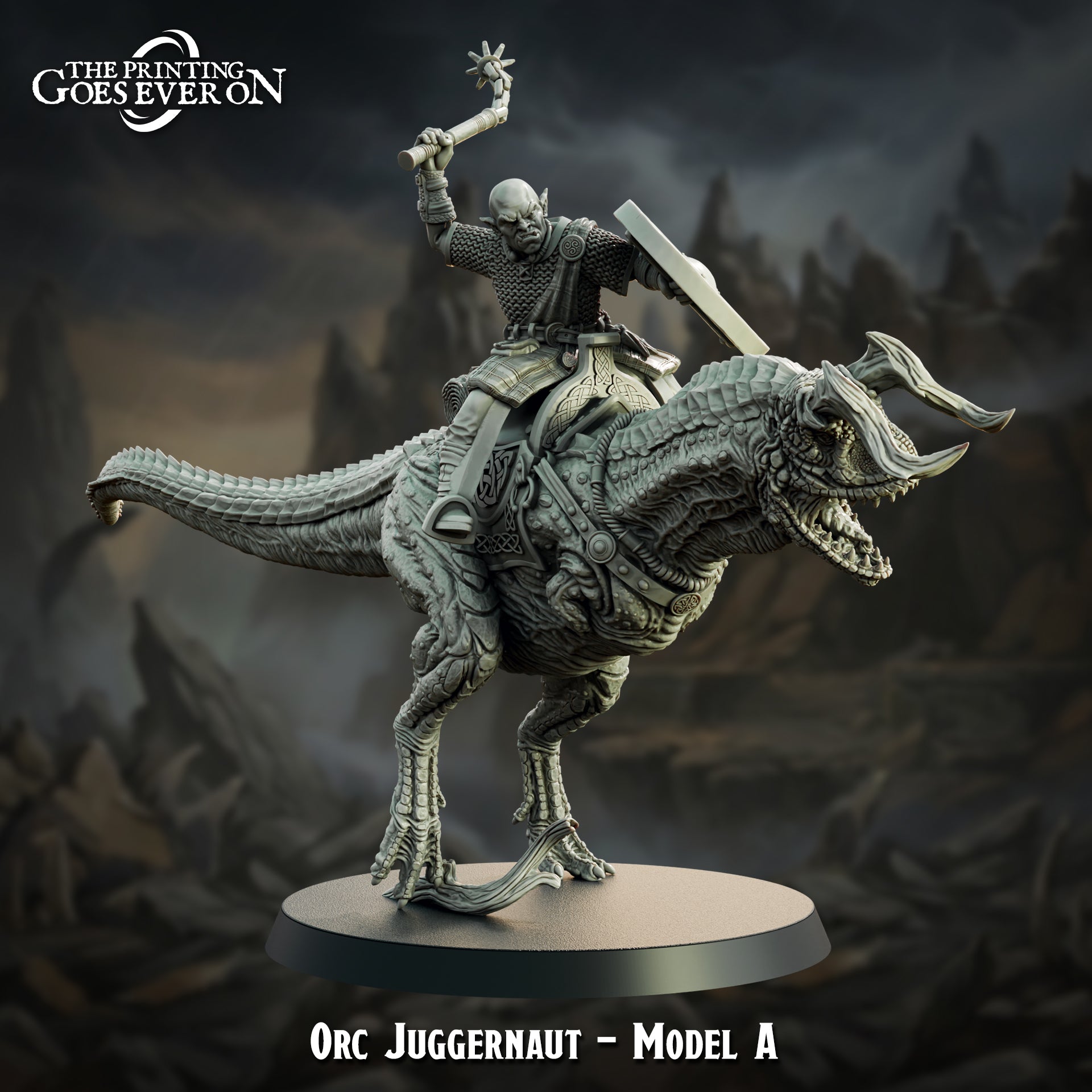 Orc Juggernaut rider pose A on raptor mount