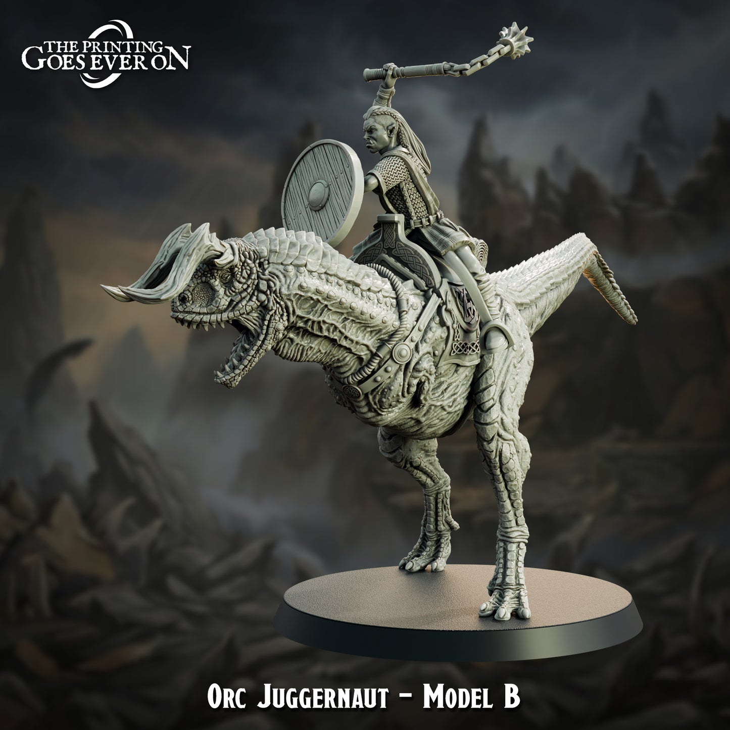 Orc Juggernaut rider pose B on raptor mount
