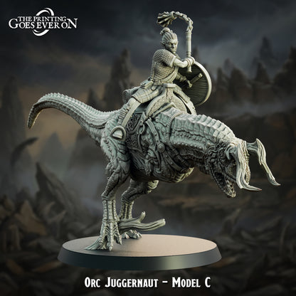 Orc Juggernaut rider pose C on raptor mount