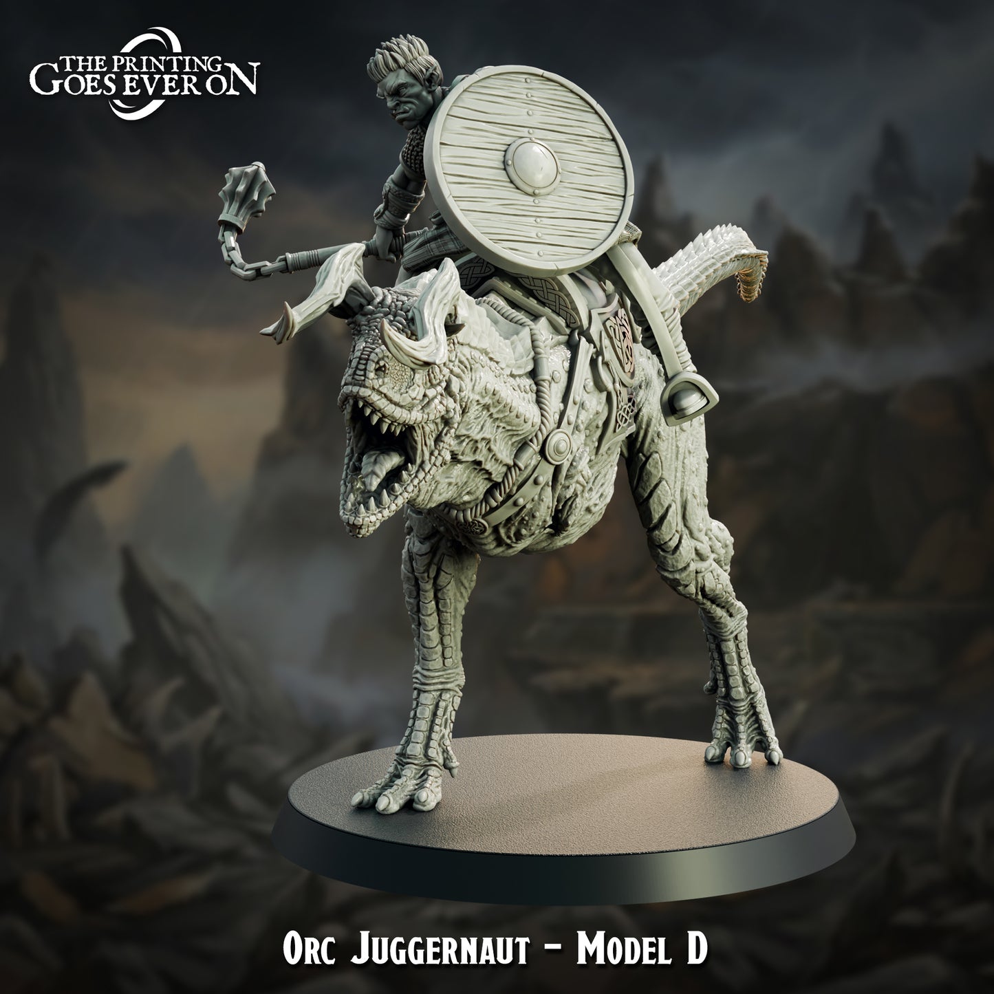 Orc Juggernaut rider pose D on raptor mount