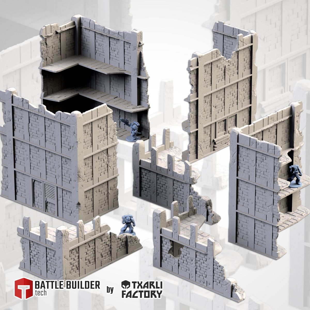 WTC Compatible Ruins - Various Styles | Scatter Terrain | Txarli Factory   | Table Top Gaming